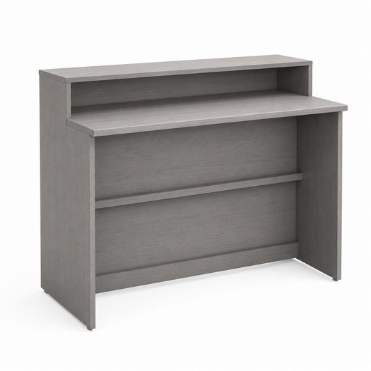 Bureau d'accueil droit gris en panneaux de particules mélaminés 120 x 60 x 110 cm
