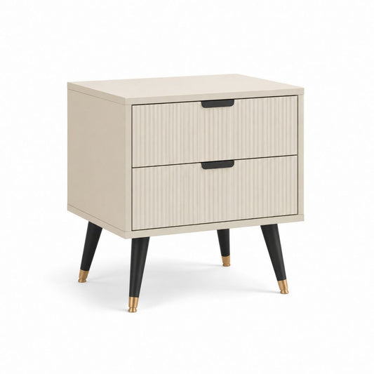 Table de chevet 2 tiroirs beige en MDF rectangulaire 60 x 40 x 60 cm