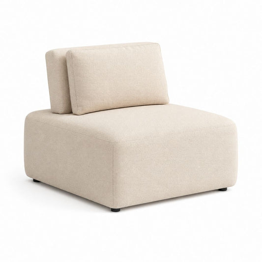 Fauteuil de salon sans accoudoirs beige en polyester rectangulaire 100 x 100 x 75 cm